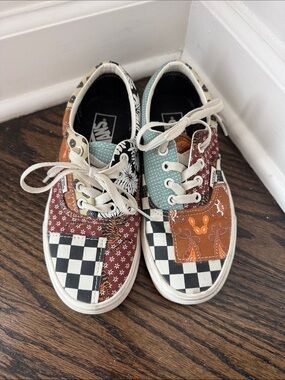 Vans Patchwork Low-Top Sneakers — Black, Brown, Teal, White